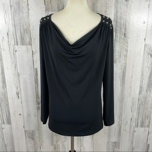 MICHAEL Michael Kors Women's‎ Black Beaded Blouse M